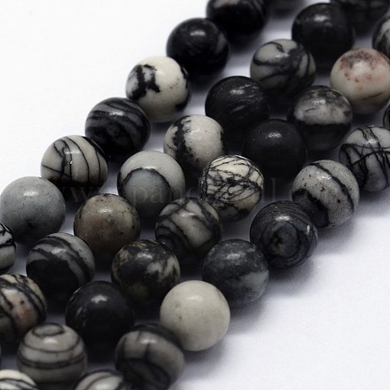 Hilos de piedra natural de seda negra / hilos de perlas de netstone G-I199-11-14mm-1
