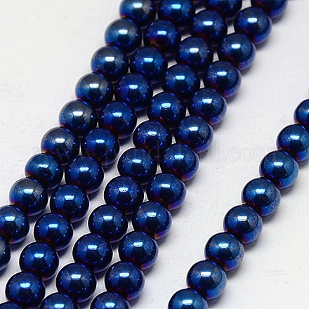 Chapelets de perles en hématite synthétique sans magnétiques G-J169A-4mm-03-1
