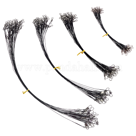 Superfindings 100 Uds 4 tamaños líderes de alambre de pesca de acero negro líderes de alambre de línea de pesca con giratorios y broches para lucio FIND-FH0001-02A-1