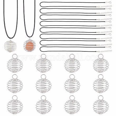 SUNNYCLUE 50Pcs Spiral Cage Pendants Necklace Making Kit Including 40Pcs Wire Cage Stone Holder 10Pcs Cotton Cord Necklace for Beginners DIY Necklace Jewellery Making Crafting DIY-SC0017-53-1