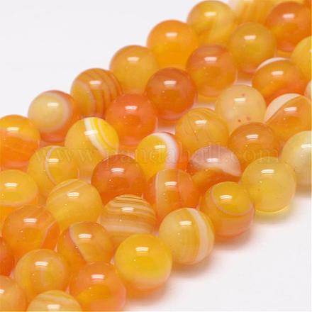 Natural Striped Agate/Banded Agate Bead Strands G-K155-A-10mm-06-1