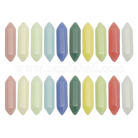 CHGCRAFT 20Pcs 10 Colors Synthetic Luminous Stone Double Terminal Pointed Dyed Beads FIND-CA0007-91-1