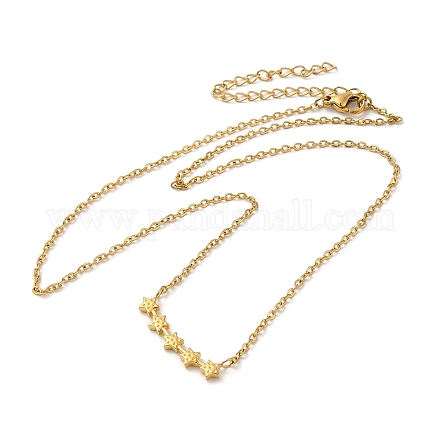 304 Halskette mit strukturiertem Sternanhänger aus Edelstahl für Damen NJEW-H016-03G-1