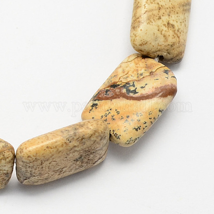 Rectangle Shaped Gemstone Natural Picture Jasper Beads Strands G-S112-14-1
