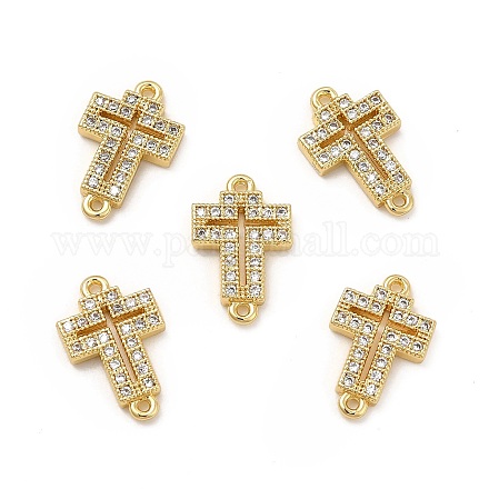 Brass Micro Pave Clear Cubic Zirconia Connector Charms KK-E068-VB330-1