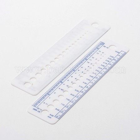 Royal Blue Plastic Knitting Needle Gauge Tool Rulers, 160x40x1mm