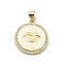 Brass Micro Pave Clear Cubic Zirconia Pendants, with Sythetic Opal, Flat Round, Real 18K Gold Plated, Lip, 21.5x19.5x2.5mm, Hole: 4x3.5mm