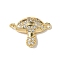 Brass Micro Pave Clear Cubic Zirconia Connector Charms, Mushroom Links, Rack Plating, Long-Lasting Plated, Cadmium Free & Lead Free, Real 18K Gold Plated, 12.5x17x3mm, Hole: 1mm