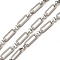304 Stainless Steel Rectangle Link Chains, Unwelded, with Spool, Stainless Steel Color, 14x4.5x1mm, 5m/roll