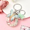 Resin & Acrylic & Faux Suede Tassel Keychain, with Alloy Clasp and Iron Rings, Letter O, 0.9cm
