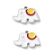 304 Stainless Steel Enamel Charms, Elephant Charm, White, 8.5x13x1.5mm, Hole: 1mm