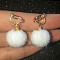 Alloy Polyester Clip-on Earrings, Round, Golden, White, 28x15mm