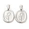 Alloy Pendants, Oval, Platinum, 25x15x2mm, Hole: 5.5x3mm