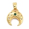 Moon Theme Rack Plating Brass Micro Pave Cubic Zirconia Pendants, Long-Lasting Plated, Lead Free & Cadmium Free, Golden, 13.5x12x3mm, Hole: 4x3mm