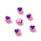 Handmade Polymer Clay Beads, Round with Heart Pattern, Pearl Pink, 8mm, Hole: 1.5mm
