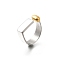 Rectangle 304 Stainless Steel Cuff Rings, Real Gold Plated & Stainless Steel Color, 6mm, Inner Diameter: 16x18mm