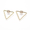 Brass Micro Pave Cubic Zirconia Screw Carabiner Lock Charms, for Necklaces Making, Clear, Triangle, Golden, 23x26x2mm