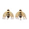 304 Stainless Steel Enamel Pendants, with Rhinestone, Bees, Golden, 32x30x4mm, Hole: 1.6mm