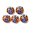 Handmade Lampwork Beads, Ladybug & Flower, Orange, 14x7.5mm, Hole: 1.5mm