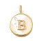 Rack Plating Brass Micro Pave Clear Cubic Zirconia Pendants with Shell, Letter Series Charms, Long-Lasting Plated, Lead Free & Cadmium Free, Letter B, 32x24x3.5mm, Hole: 6x3mm
