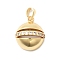 Brass Pendants, with Micro Pave Cubic Zirconia, Round, Real 18K Gold Plated, 21.5x18x8.5mm, Hole: 4x5.5mm