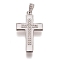Brass Micro Pave Clear Cubic Zirconia Pendants, with Enamel, Cross, White, Platinum, 28x16.5x4.5mm, Hole: 5.5x2.5mm