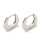 Brass Hoop Earrings, Real Platinum Plated, 13x2.5mm