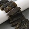 Natural Larvikite Beads Strands, Rectangle, Top Drilled, 22~60x6~14x6~9mm, Hole: 1.5~2mm, about 17~22pcs/strand, 7.48''~8.07''(19~20.5cm)