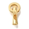 Brass Fold Over Clasps, Ring, Real 18K Gold Plated, 18.5mm, Round: 8.5x8.5x2.3mm, Clasp: 14x6.5x4mm