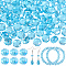 4Strands Electroplate Transparent Glass Beads Strands, Rondelle, Faceted, Deep Sky Blue, 7.5~8x4.5~5.5mm, Hole: 1.2~1.4mm, about 34~37pcs/strand, 7.09~7.28 inch(18~18.5cm)