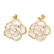 Brass Enamel Pendants, Flower Charms, with Plastic Pearl, Golden, 21x18.5x8mm, Hole: 5x2.5mm