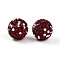 Polymer Clay Pave Rhinestone Beads, Disco Ball Beads, Round, Garnet, 16mm, Hole: 1.6~2mm