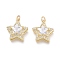 Brass Micro Pave Cubic Zirconia Pendants, with Jump Rings, Star, Real 18K Gold Plated, 15x14x6mm, Hole: 1.8mm