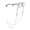 Eyeglasses Chains, Neck Strap for Eyeglasses, with Iron Cable Chains, Glass Flat Round Links and Rubber Loop Ends, Colorful, Golden, 29.33 inch(74.5cm)