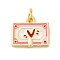 Brass Pendants, Tape with Heart, with Enamel, Long-Lasting Plated, Real 18K Gold Plated, 13.5x12mm, Hole: 3mm