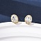 Brass Micro Pave Clear Cubic Zirconia Stud Earrings, Rack Plating, Long-Lasting Plated, Cadmium Free & Lead Free, Real 18K Gold Plated, Oval, 10x7.5mm