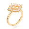 Rhombus Brass Micro Pave Clear Cubic Zirconia Cup Peg Ring Settings, Adjustable Ring Settings for Half Drilled Beads, Real 18K Gold Plated, Pin: 0.9mm, 17.8mm, Inner Diameter: 17~17.8mm