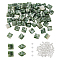 NBEADS 71 Pcs Gemstone Tila Beads, 2-Hole Tila Beads 5.5x2.5mm Natural Stone Tila Beads with 100 Pcs Round Brass Beads Green Spot Jasper Beads for Bracelet Necklace Earring Jewelry Making, Hole: 0.8mm