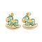 Brass Enamel Pendants, Rocking Horse, Cadmium Free & Lead Free, Rack Plating, Long-Lasting Plated, with Jump Ring, Real 18K Gold Plated, 18x17x3.5mm, Hole: 3mm