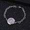 Stainless Steel Diffuser Locket Link Bracelets, Flat Round with Lotus, Stainless Steel Color, 8-5/8 inch(22cm)