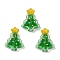 Transparent Glass Enamel Beads, Christmas Trees, Green, 18x15x7mm, Hole: 1.2mm