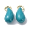 Brass Pendants, with Enamel, Lead Free & Cadmium Free, Teardrop, Steel Blue, 12x6x7mm, Hole: 3.4mm