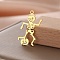 Stainless Steel Pendants, Skeleton, Real 18K Gold Plated, 28x13mm