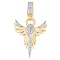 Brass Micro Pave Cubic Zirconia Pendants, Wing Charms, Real 18K Gold Plated, 31x25x2.5mm, Hole: 7.5mm