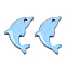 201 Stainless Steel Enamel Pendants, Dolphin, Stainless Steel Color, Light Sky Blue, 17x11.5x1.5mm, Hole: 1.2mm