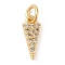 Brass Micro Pave Clear Cubic Zirconia Pendants, with Jump Ring, Triangle, Real 18K Gold Plated, 12x5x2.5mm, Hole: 3mm
