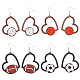 Fibloom 4 paires 4 styles sport thème bois coeur boucles d'oreilles pendantes pour les femmes EJEW-FI0001-55-1