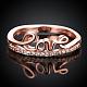 Word love anillos de circonio cúbico de latón chapado en oro rosa real para mujer RJEW-BB05427-8RG-2