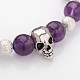 Unique Design Skull Natural Gemstone Beaded Stretch Bracelets BJEW-JB01847-01-2
