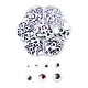 743 pièces boutons yeux écarquillés en plastique noir et blanc KY-YW0001-12-1